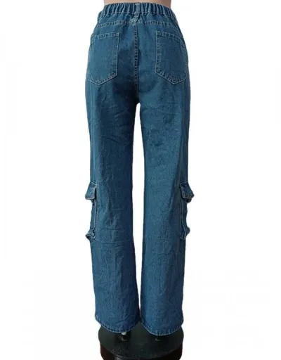 Replica Distressed Denim Low Rise Cargo Jeans #803298 $55.11 USD for Wholesale