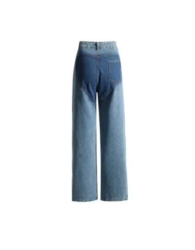 Replica Hollow Out Denim Wide Leg Jeans #803304 $102.37 USD for Wholesale