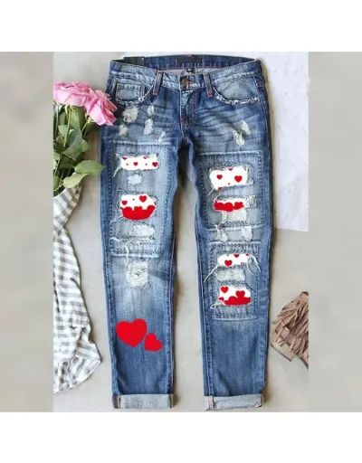  Printing Mid-Waist Straight Leg Jeans #803311 $59.08 USD, Wholesale Fashion Jeans